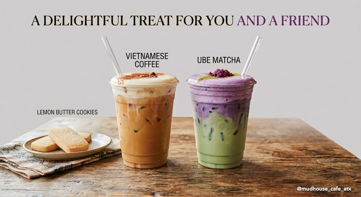 Vietnamese Iced Coffee, Ube Matcha and Lemon Butter Cookies from Mudhouse Cafe